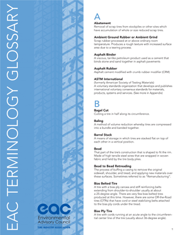 Tire/Rubber Recycling Glossary