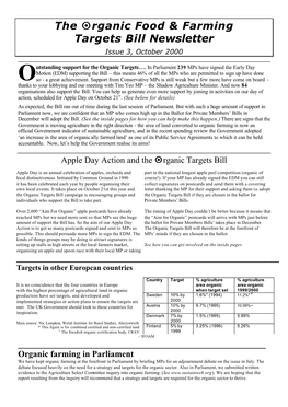 The Rganic Food & Farming Targets Bill Newsletter