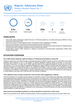 Nigeria: Adamawa State Weekly Situation Report No