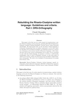 Rebuilding the Rhaeto-Cisalpine Written Language: Guidelines and Criteria