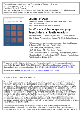 Journal of Maps Landform and Landscape Mapping, French Guiana (South America)