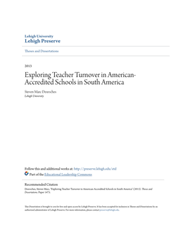 Exploring Teacher Turnover in American-Accredited Schools in South America" (2013)