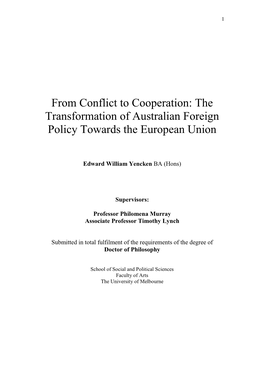 The Transformation of Australian Foreign Policy Towards the European Union