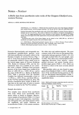 Notiser a Rb/Sr Date from Anorthosite