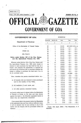OFFICIAL .~·~E"~1!J GAZETTE GOVERNMENT of GOA