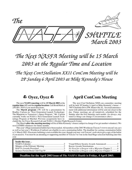 NASFA 'Shuttle' Mar 2003