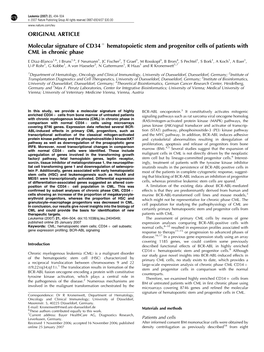 ORIGINAL ARTICLE Molecular Signature of CD34+ Hematopoietic