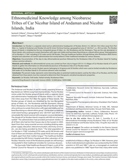 Ethnomedicinal Knowledge Among Nicobarese Tribes of Car