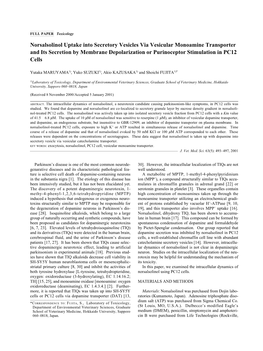 Norsalsolinol Uptake Into Secretory Vesicles Via Vesicular Monoamine