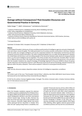 Post-Snowden Discourses and Governmental Practice in Germany