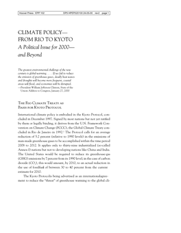 Climate Policy—From Rio to Kyoto 3 Role