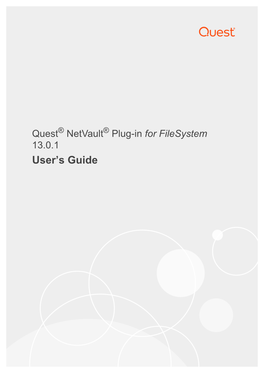 Netvault Backup Plug-In for Filesystem