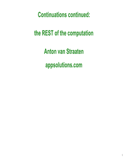 The REST of the Computation Anton Van Straaten Appsolutions.Com