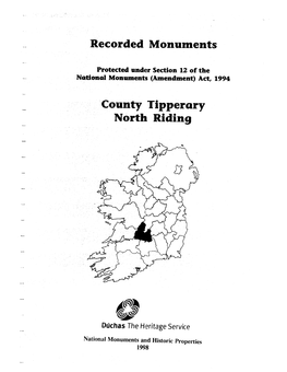 Recorded Monuments County Tipperary North Riding