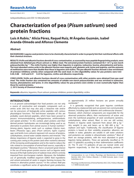 Characterization of Pea (Pisum Sativum) Seed Protein Fractions