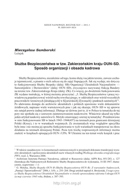 88 Mieczysław Samborski Napisali Naukowcy, a Zarazem Pułkownicy SB Ukrainy D