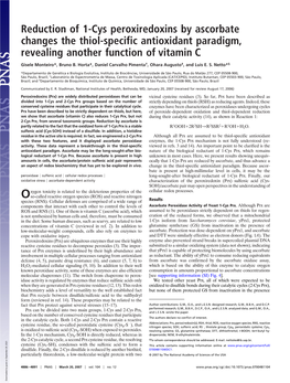 Reduction of 1-Cys Peroxiredoxins by Ascorbate Changes the Thiol-Specific Antioxidant Paradigm, Revealing Another Function of Vitamin C