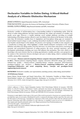 Declarative Variables in Online Dating: a Mixed-Method Analysis of a Mimetic-Distinctive Mechanism