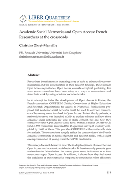 Academic Social Networks and Open Access: French Researchers at the Crossroads