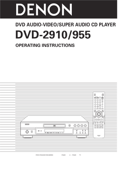 Dvd-2910/955 Operating Instructions