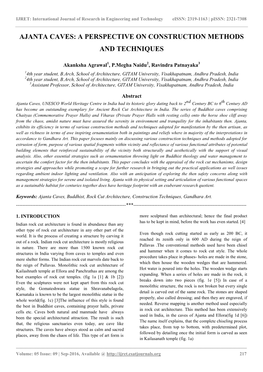 Ajanta Caves: a Perspective on Construction Methods and Techniques