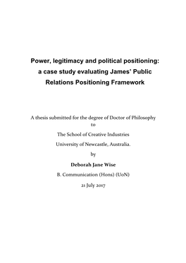 A Case Study Evaluating James' Public Relations Positioning