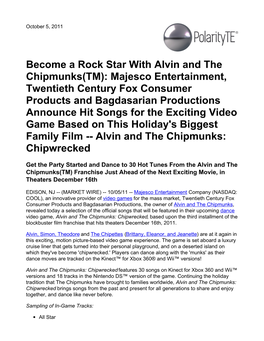 Become a Rock Star with Alvin and the Chipmunks(TM): Majesco