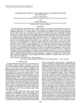 A Preliminary Study of the Orion Nebula Cluster Structure and Dynamics Lynne A