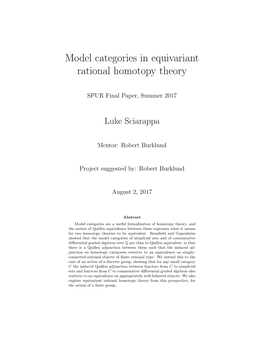 Model Categories in Equivariant Rational Homotopy Theory