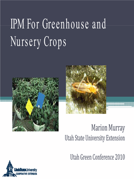 IPM for Greenhouse and Nursery Crops