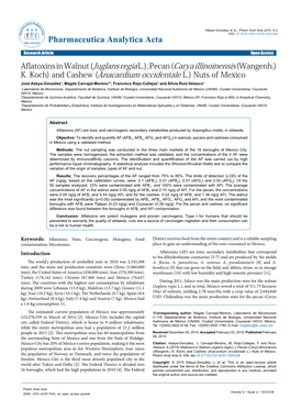 Aflatoxins in Walnut (Juglans Regia L.), Pecan (Carya Illinoinensis (Wangenh.) K