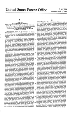 United States Patent Office Patented Nov