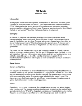 3D Tetris Alexander Toews