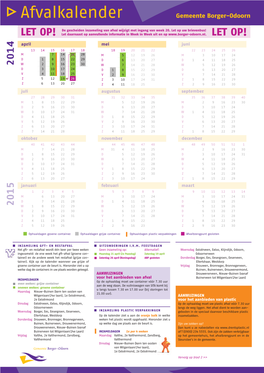 Gemeente BO Afvalkalender 2014 TIJDELIJK 140318:Opmaak