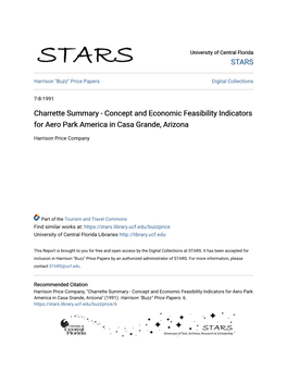 Concept and Economic Feasibility Indicators for Aero Park America in Casa Grande, Arizona