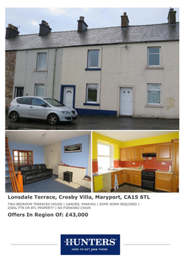 Lonsdale Terrace, Crosby Villa, Maryport, CA15 6TL Offers In