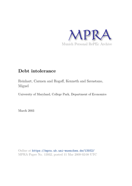 Debt Intolerance