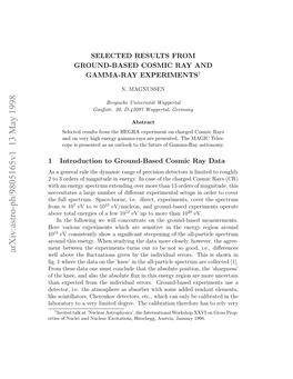 Selected Results from Ground-Based Cosmic Ray and Gamma-Ray