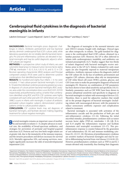 Cerebrospinal Fluid Cytokines in the Diagnosis of Bacterial Meningitis in Infants