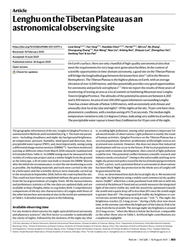 Lenghu on the Tibetan Plateau As an Astronomical Observing Site