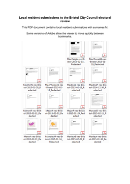 Local Resident Submissions to the Bristol City Council Electoral Review