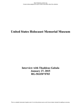 USHMM Finding