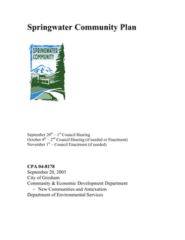 Springwater Community Plan