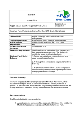 Mudchute Farm, Park and Allotments, Pier Road E14; Grant of Long Lease