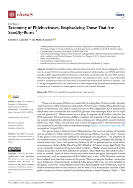 Taxonomy of Phleboviruses, Emphasizing Those That Are Sandﬂy-Borne †