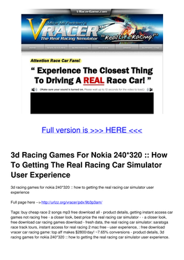 3D Racing Games for Nokia 240*320 :: How to Getting the Real Racing Car Simulator User Experience