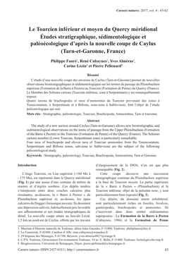 Le Toarcien Inférieur Et Moyen Du Quercy Méridional Études