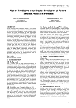 Use of Predictive Modeling for Prediction of Future Terrorist Attacks in Pakistan