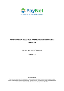 Participation Rules for Payments and Securities Services