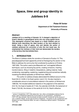 Space, Time and Group Identity in Jubilees 8-9